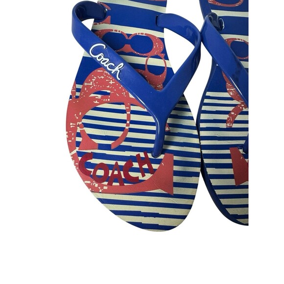 Coach Kali Jelly Popular Nautical Striped Flip Flops Size 8 B Fast Shipping - Picture 6 of 16